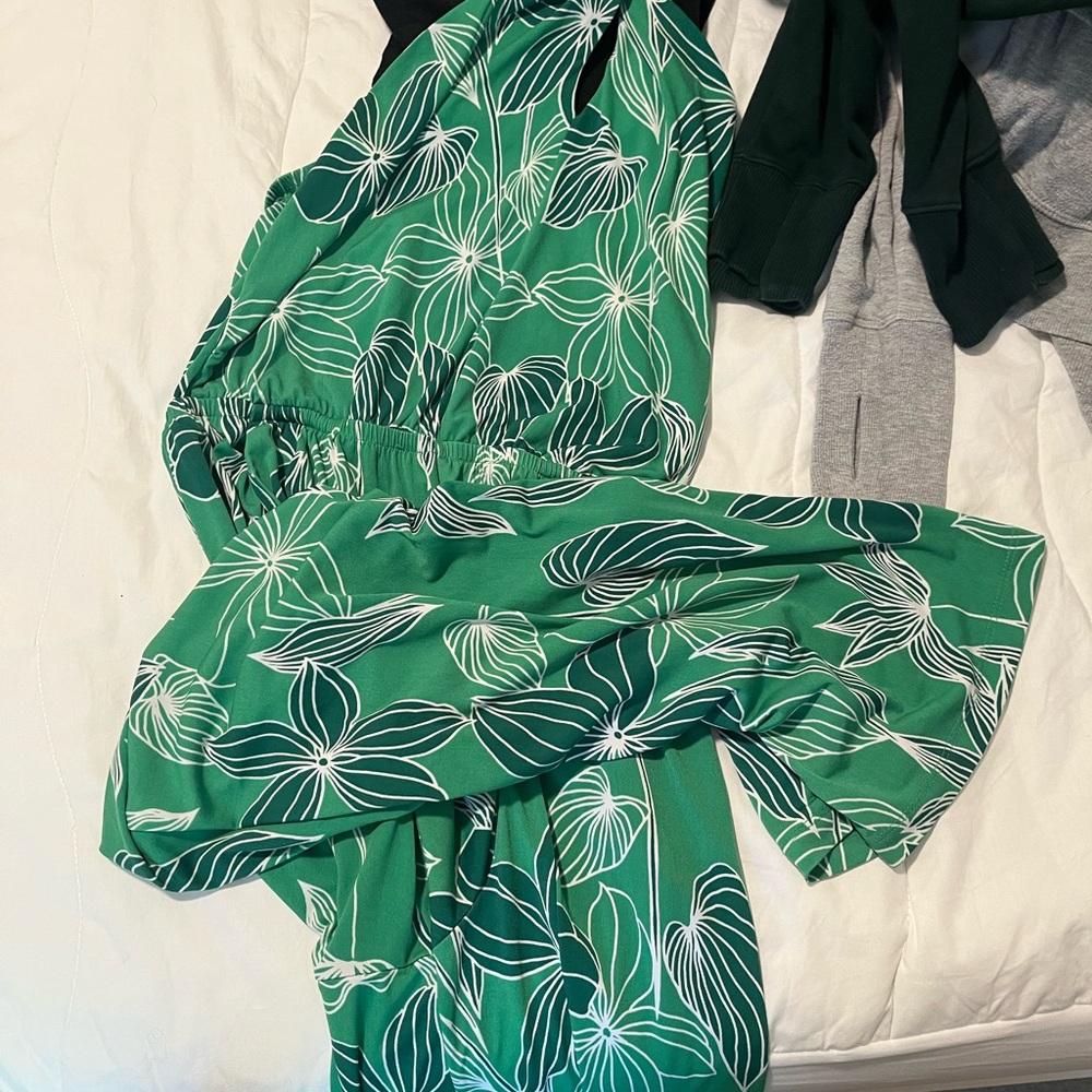 Gilli Green and White Floral Jumpsuit